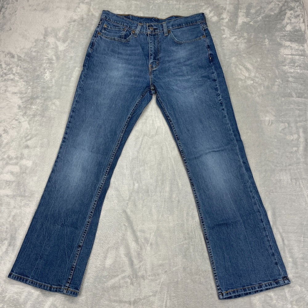 Levi's Jeans Mens 34x32 Blue Denim 527 Stretch Faded Mid Rise Slim Bootcut Leg